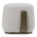 Rainier - Contemporary Off-White Fabric + Antique Brass Ottoman