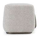 Rainier - Contemporary Off-White Fabric + Antique Brass Bench w/ Tray Table