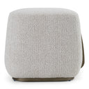 Rainier - Contemporary Off-White Fabric + Antique Brass Ottoman