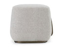 Rainier - Contemporary Off-White Fabric + Antique Brass Ottoman