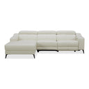 Rampart - Modern L-Shape LAF White Leather Sectional Sofa with 1 Recliner