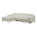 Rampart - Modern L-Shape LAF White Leather Sectional Sofa with 1 Recliner