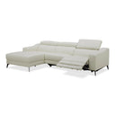 Rampart - Modern L-Shape LAF White Leather Sectional Sofa with 1 Recliner