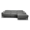 Rampart - Modern L-Shape RAF Grey Leather Sectional Sofa with 1 Recliner
