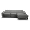 Rampart - Modern L-Shape RAF Grey Leather Sectional Sofa with 1 Recliner