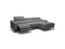 Frazier - Modern Light Grey Leather Sectional Sofa with 3 Recliners