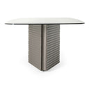 Raphael - Modern Glass + Silver Dining Table