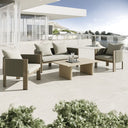 Salvora - Outdoor Beige Fabric & Grey Rope Sofa Set