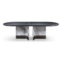 Renfew - Modern Black Oak + Faux Marble Oval Dining Table