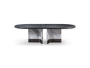 Renfew - Modern Black Oak + Faux Marble Oval Dining Table
