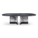 Renfew - Modern Black Oak + Faux Marble Oval Dining Table