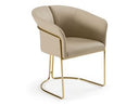 Renfew - Modern Beige Vegan Leather + Champagne Gold Dining Chair