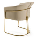 Renfew - Modern Beige Vegan Leather + Champagne Gold Dining Chair