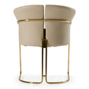Renfew - Modern Beige Vegan Leather + Champagne Gold Dining Chair