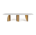 Reynold - Glam Faux Marble + Gold Stainless Steel 94-Inch Dining Table