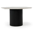 Rivas - Modern White Marble + Black Hex Dining Table