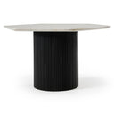 Rivas - Modern White Marble + Black Hex Dining Table
