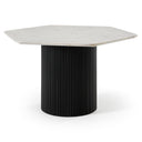 Rivas - Modern White Marble + Black Hex Dining Table