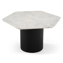 Rivas - Modern White Marble + Black Hex Dining Table
