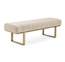 George - Modern Beige Fabric + Antique Brass Counter Chair