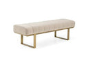 Robles - Modern Beige Fabric + Antique Brass Dining Bench