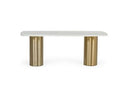 Rocky - Glam White Marble & Brush Gold Dining Table