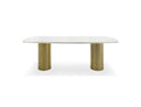 Rocky - Glam White Marble & Brush Gold Large Dining Table