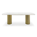 Rocky - Glam White Marble & Brush Gold Large Dining Table