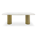 Rocky - Glam White Marble & Brush Gold Large Dining Table