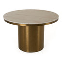 Rocky - Glam White Marble & Brush Gold Round Dining Table
