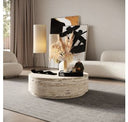 Roma - Modern Faux Travertine + Gold Bookcase
