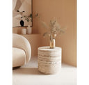 Roma - Modern Faux Travertine + Gold Nightstand