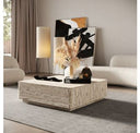 Roma - Modern Glass + Faux Travertine Reversible Desk