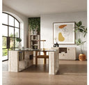 Roma - Modern Faux Travertine + Gold Bookcase