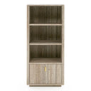 Roma - Modern Faux Travertine + Gold Bookcase