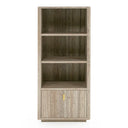 Roma - Modern Faux Travertine + Gold Bookcase