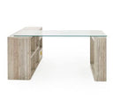 Roma - Modern Faux Travertine + Gold Mirror