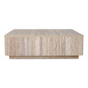 Roma - Modern Faux Travertine Square Coffee Table