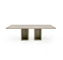 Roma - Modern Glass + Faux Travertine Reversible Desk