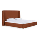 Roma + Lago - Modern Burnt Orange Velvet + Faux Travertine 4-Piece Bedroom Set
