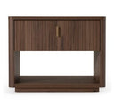 Harris + Roma - Modern Brown Fabric + Walnut 4-Piece Bedroom Set