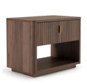 Rousey + Roma - Modern Taupe Fabric + Walnut 4-Piece Bedroom Set