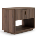 Kiro + Roma - Modern Tan Fabric + Walnut 4-Piece Bedroom Set