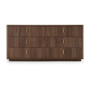 Rousey + Roma - Modern Taupe Fabric + Walnut 4-Piece Bedroom Set