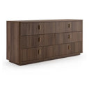 Emilio + Roma - Modern Beige Fabric + Walnut 4-Piece Bedroom Set
