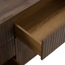 Kiro + Roma - Modern Tan Fabric + Walnut 4-Piece Bedroom Set