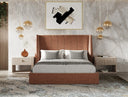 roma - modern burnt orange microfiber upholstered bed