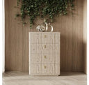 Roma - Modern Faux Travertine + Gold Mirror