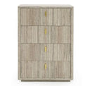 Roma - Modern Faux Travertine + Gold Mirror