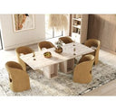 Roma - Modern Faux Travertine + Gold Nightstand